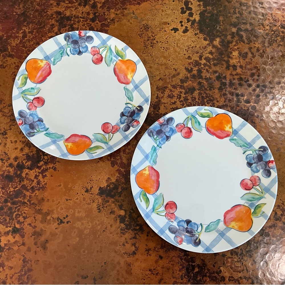 Two Corelle Fruit Too Dinner Plates